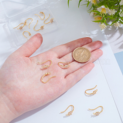 12 шт. латунные крючки для сережек с микропаве из кубического циркония&nbsp;KK-ME0002-52