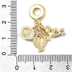 Латунные разноцветные эмалевые европейские подвески в форме ракушки рыбы KK-C137-20G