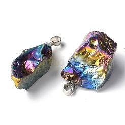 Грубые необработанные гальванические подвески из натурального кристалла кварца G-S282-15C