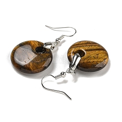 Плоские круглые серьги-подвески из латуни с покрытием для женщин&nbsp;EJEW-B064-01P-07