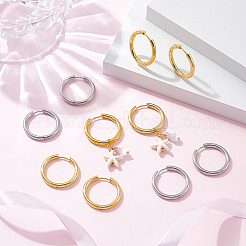 12 пара сережек-колец Huggie Hoop из нержавеющей стали 304 двух цветов&nbsp;EJEW-UN0003-17