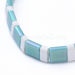 Bracelets extensibles de perles de rocaille de verre rectangle&nbsp;BJEW-JB05298-03