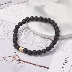 Bracciali elastici per aromaterapia con perline rotonde di roccia lavica naturale&nbsp;BJEW-JB07042