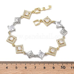 Pulseras de cadena de eslabones de circonita cúbica transparente con micropavé de latón para mujer&nbsp;BJEW-C156-06C-PG