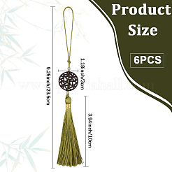 6 pendentif décoratif rond et plat en bois&nbsp;AJEW-CP0010-44B