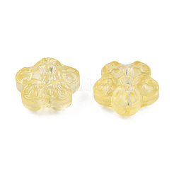 透明なスプレー塗装ガラスビーズ  花  きいろ  12.5x13x6mm  穴：1mm&nbsp;LS-GLAA-N035-029-C06