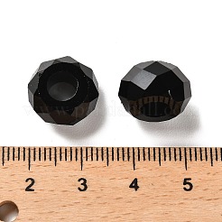 レジンヨーロピアンビーズ  大穴ビーズ  多面カット  ロンデル  ブラック  13.5x8mm  穴：5.5mm&nbsp;LS-RESI-B020-06G