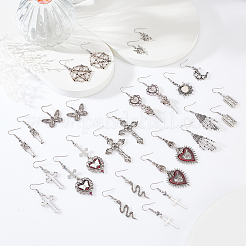 14 пара двухцветных эмалевых серег-подвесок в виде лезвия бритвы EJEW-AN0002-68