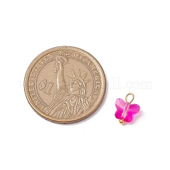 ガラス蝶チャーム7個  真鍮の平頭ピンループ付き  多面カット  ゴールドカラー  10.5x8x5mm  穴：2.5mm  7個/セット&nbsp;PALLOY-JF03227-01