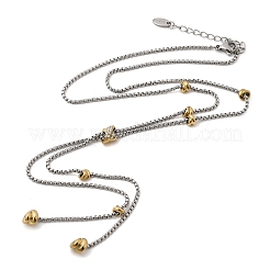 Zweifarbige Lariat-Halsketten aus 316L-Chirurgenstahl mit Mikropavé-Fassung aus klaren Zirkonia&nbsp;NJEW-D297-01GP