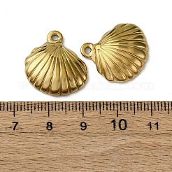 オーシャン 304 ステンレススチールペンダント  イオンプレーティング（ip）  ゴールドカラー  シェル形状  20x19.5x4.5mm  穴：1.8mm&nbsp;STAS-P406-16F-G