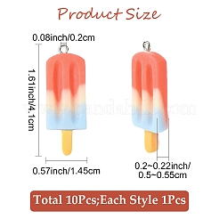 10 шт. 10 стиля подвески из непрозрачной смолы с градиентным цветом&nbsp;RESI-YW0005-22