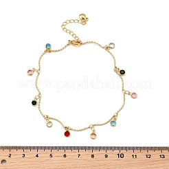 Плоские круглые браслеты с кисточками из богемской латуни и цветного стекла&nbsp;LS-AJEW-Z046-02G