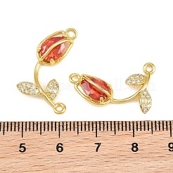 Ciondoli con connettore a forma di fiore in micro pavé di zirconi trasparenti in ottone placcato a cremagliera&nbsp;KK-Z043-03G