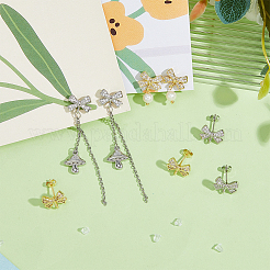 Фурнитура для сережек из латуни и циркония с покрытием стойки&nbsp;KK-DC0004-24