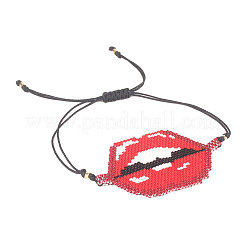 Braccialetto di perline intrecciate con semi di vetro&nbsp;BJEW-A121-03B