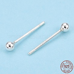 スターリングシルバー ラウンド ボール スタッド イヤリング 925 個  銀  2.5mm  ピン：0.8mm&nbsp;STER-T005-01B