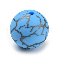 Perles de silicone, ronde, lumière bleu ciel, 15mm, Trou: 2mm