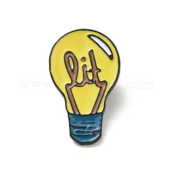 Cartoon Style Light Bulb Enamel Pins, Black Alloy Brooch for Backpack Clothes, Yellow, 24x15x2mm