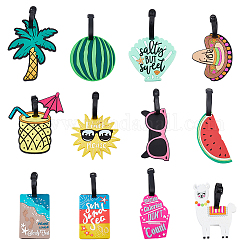 SUPERFINDINGS 12 Styles Food Theme Luggage Tags Set Plastic Identify Baggage Label Summer Beach Holiday Travel Suitcase Tags Colorful Cute Name Card Holders,123-185mm
