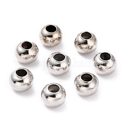 Brass Smooth Round Beads, Seamed Bead Spacers, Platinum, 6mm, Hole: 2.5mm