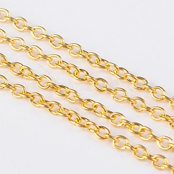 Iron Cable Chains, Unwelded, Oval, Golden Color, with Spool, 2x2x0.5mm, about 328.08 Feet(100m)/roll