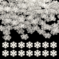 Sunnyclue 1 boîte de 500 perles de flocon de neige en vrac, perles de flocon de neige en argent, Noël, automne, flocons de neige en argent, mini perles transparentes en acrylique pour la fabrication de bijoux, colliers, boucles d'oreilles pour adultes