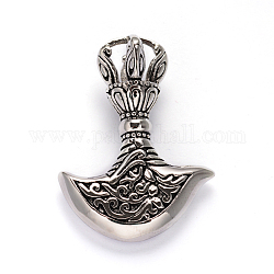 Dorje Vajra for Buddha Jewelry 304 Stainless Steel Pendants, Antique Silver, 43.5x32x15mm, Hole: 6x9mm