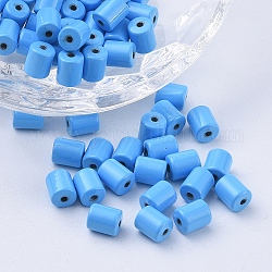 Spruzzare perline in lega verniciati, colonna, cielo blu, 6x5mm, Foro: 1.2 mm