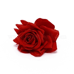 Ronds de serviette en alliage, avec une fleur de rose artificielle en plastique, ornement porte-serviette, accessoires quotidiens de restaurant, mat, firebrick, 84x78mm