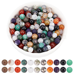 Arricraft 220 pièces 11 styles perles de pierres précieuses naturelles, ronde, mélangé teint et non teint, 6mm, Trou: 0.8~1.2mm, 20 pièces / style