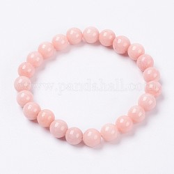 Natürliche Mashan Jade Perlen Stretch-Armband, gefärbt, Runde, neblige Rose, 2 Zoll (5 cm), Perlen: 8 mm