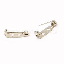Accessori di spilla di ferro, indietro pin bar, con due fori, platino, 20x5x6mm, Foro: 2 mm