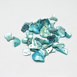 染色天然真珠母貝ナゲットチップビーズ  ライトシーグリーン  5~18x5~11mm  穴：2mm  約1980個/500g