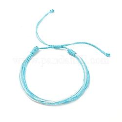 Bracciale multifilo in poliestere cerato, braccialetto di corda regolabile per le donne, ciano, diametro interno: 2-1/8~4-1/8 pollice (5.3~10.5 cm)