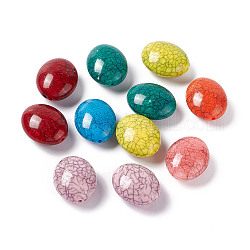 Crackle undurchsichtigen Acryl Perlen, Nachahmung türkis, Oval, Mischfarbe, 29x24x14 mm, Bohrung: 1.6 mm, ca. 89 Stk. / 500 g