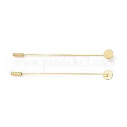 Engastes de base de alfiler de solapa de latón, con bandeja redonda, dorado, 101~104mm, pin: 1 mm, Bandeja: 10 mm