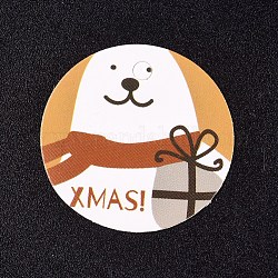 Geschenkanhänger aus Papier, Tags ändern, für Kunst und Handwerk, für Weihnachten, flach rund mit Bärenmuster, Farbig, 30x0.3 mm, Bohrung: 3 mm