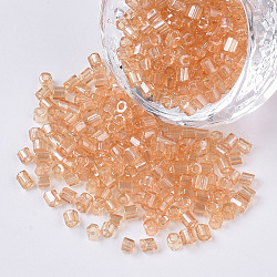 8/0 Two Cut Glass Seed Beads, Hexagon, Transparent Colours Luster, Sandy Brown, 2.5~3x2.5mm, Hole: 0.9mm, about 15000pcs/bag