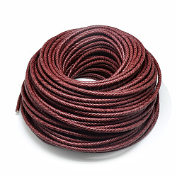 Кожаный плетеный шнур, темно-красный, 6 мм, около 54.68 ярда (50 м) / пачка
