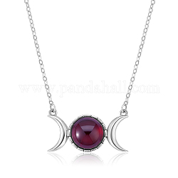 Collana con pendente a tripla luna dea cubic zirconia, gioielli in argento sterling per le donne, rosso, 15.75 pollice (40 cm)