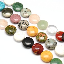 Granos de piedras preciosas naturales & sintéticas hebras, plano y redondo, 20x7~9mm, agujero: 1 mm, aproximamente 20 pcs / cadena, 15.74 pulgada