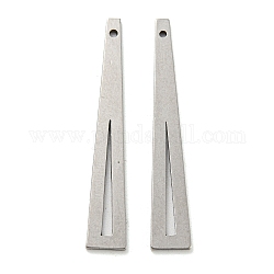 304 Stainless Steel Pendants, Triangle Charm, Stainless Steel Color, 31x5x1mm, Hole: 0.9mm