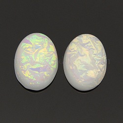 Résine imité ovales cabochons d'opale, blanc, 18x13x7mm
