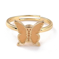 Кольцо-бабочка для снятия стресса, регулируемое вращающееся кольцо, вращающееся кольцо из сплава эмали, золотые, розовые, размер США 6 1/2 (16.9 мм)