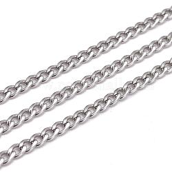 304男性用ネックレス作成用ステンレスツイストチェーン  溶接されていない  ステンレス鋼色  4.5x3x0.8mm