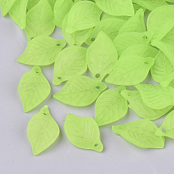 Прозрачные акриловые подвески, матовые, лист, светло-зеленый, 18x11x3 мм, отверстие : 2 мм