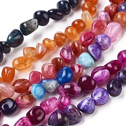 Chapelets de perles d'agate naturelle, pierre roulée, teints et chauffée, pépites, couleur mixte, 8~13x9~10x6.5~9mm, Trou: 1.4mm, Environ 44 pcs/chapelet, 14.76 pouce (37.5 cm)