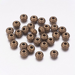 Perline in lega stile tibetano, rondelle, bronzo antico, piombo & cadimo libero, 6x4.5mm, Foro: 1.5 mm