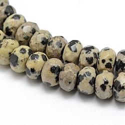 Dalmatien naturel à facettes jaspe rondelle perles brins, 8x5mm, Trou: 1mm, Environ 76 pcs/chapelet, 15.2 pouce